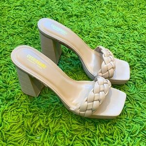 braided strap high heels with padded soles